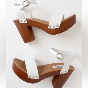Steve Madden Luna White and Brown Platform Sandal